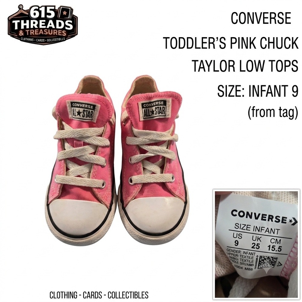 Converse Chuck Taylor All Star Infant Toddler Size 9 Pink Low Top Canvas Shoes
